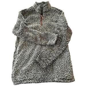 Alpine Sherpa Gray Quarter Zip Pullover Women’s M Fleece Cozy Winter Top